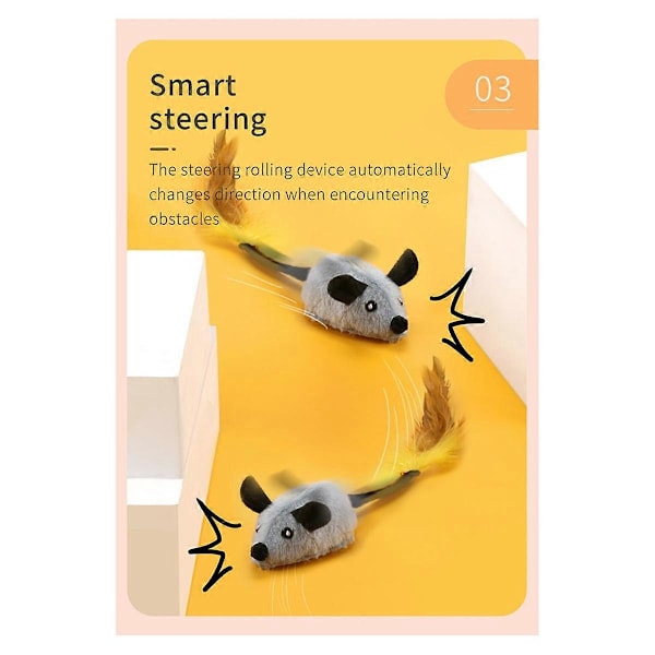 Elektronisk Rörlig Leksak Mus Katt Självlek Present Gul