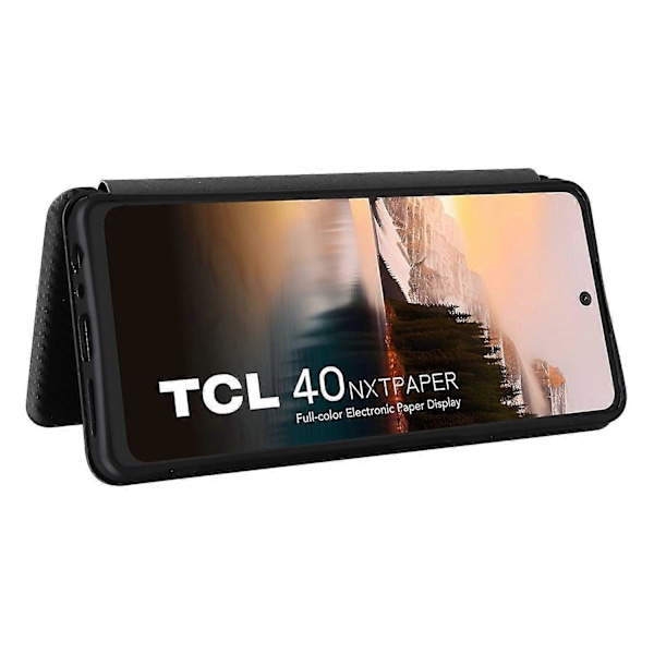 Tcl 40 Nxtpaper -nahkakotelo, jossa korttipaikat, puhelinkotelo magneettisella sulkimella Black