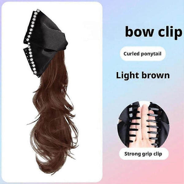 Hårrosett Grepp Klämma Hästsvans Peruk Kvinnors Syntetiska Vågiga Lockiga Hästsvans Pearl Light brown