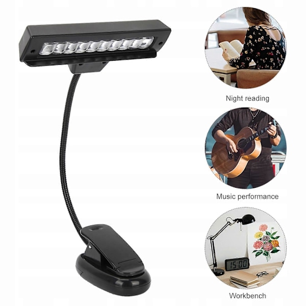 LED-lampa med klämma, idealisk för att läsa böcker