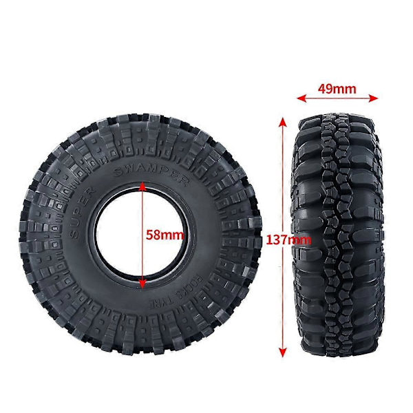 4 st 137 mm 2,2 Gummidäck Hjul för 1/10 RC Crawler Bil
