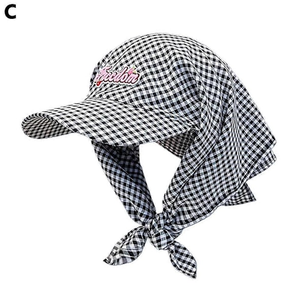 UV Solskydd Rutig Turban Hatt Basebollkeps Solhatt Black