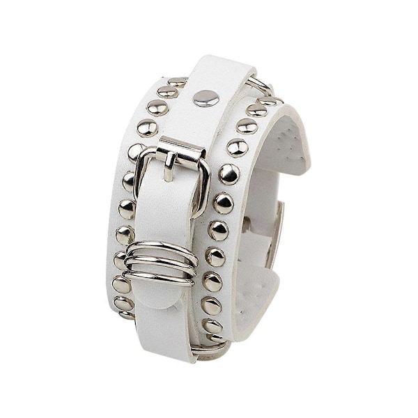 Unisex Punk Rocker Armband Gotisk Läder Manschett med Spikar Nitar Dubbar Justerbart Armband för Cosplay Mode-A