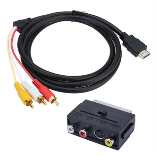 2-i-1 Adapterkabel - kompatibel med Scart-kabel