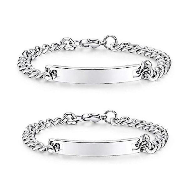 Fantastiska Forever And Always Rostfria Stål Pararmband För Kvinnor Män Smycken Matchande Set-Silverfärgade