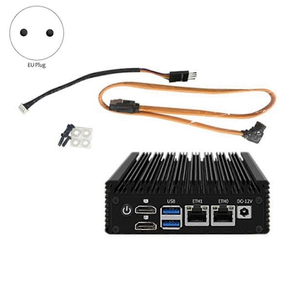 N3700 Mini PC 6W Dubbel Gigabit Mini Värd Fyrkärnig EU-kontakt