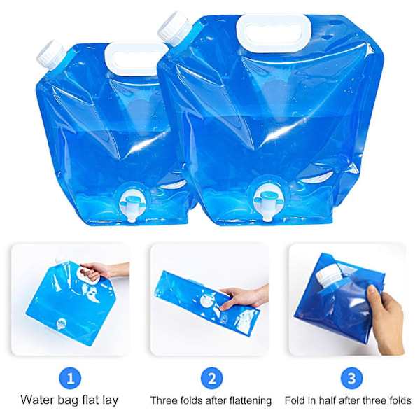 5L/10L Vikbar Vattenpåse Läcksäker Stor Kapacitet Plast Enkel Fyllning Hopfällbar Vattenbehållare för Camping Clear 2