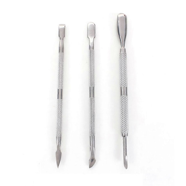 3 st Nagelkonst Rostfritt Stål Sked Pusher Manikyr Pedikyr Set