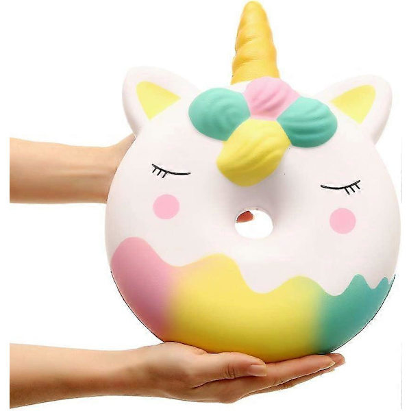 13 tum Squishies Jumbo Unicorn Donut Kawaii Mjuk Långsamt Stigande Doftande Jätte Munk Squishies Stress Relief Leksaker för Barn (Multifärgad)