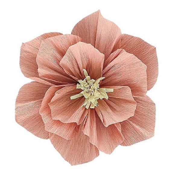 Kreppapir Blomster DIY Håndlavede Papir Blomster Vægkunst Dekoration til Hjemmefest Bryllup Fødselsdag Pink 30cm