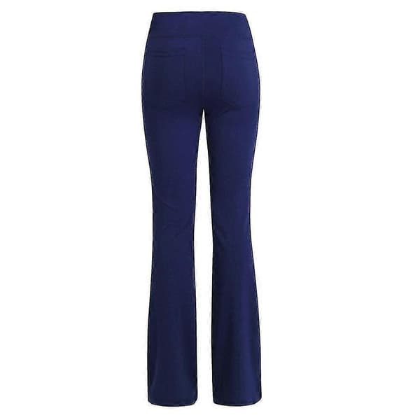 Lediga utsvängda stretchdansbyxor för damer, elastiska, hög midja, lösa yogabyxor Blue S