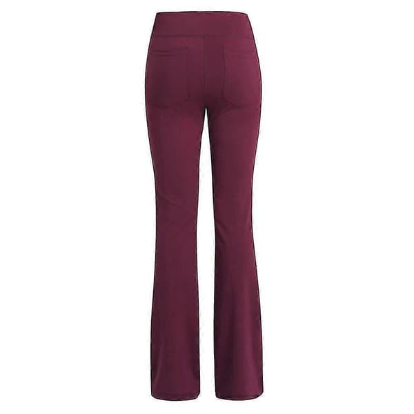 Lediga utsvängda stretchdansbyxor för damer, elastiska, hög midja, lösa yogabyxor Wine Red M