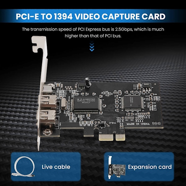 PCI-E PCI Express FireWire -kortti, Firewire-kaapelilla, videoille jne