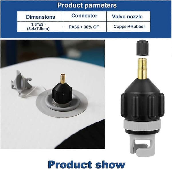 Ventiladapter, Luftpumpe Hurtig Oppblåsingsadapter 7.8*3.4cm Kompressoradapter for Oppblåsbar Båt Kajakk Kano Paddleboard