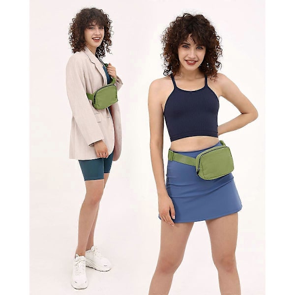 KXJ-Bältesväska för Kvinnor Trendiga Magväskor Crossbody Väska Midjeväska för Vandring Promenader Cykling Resor Khaki Green