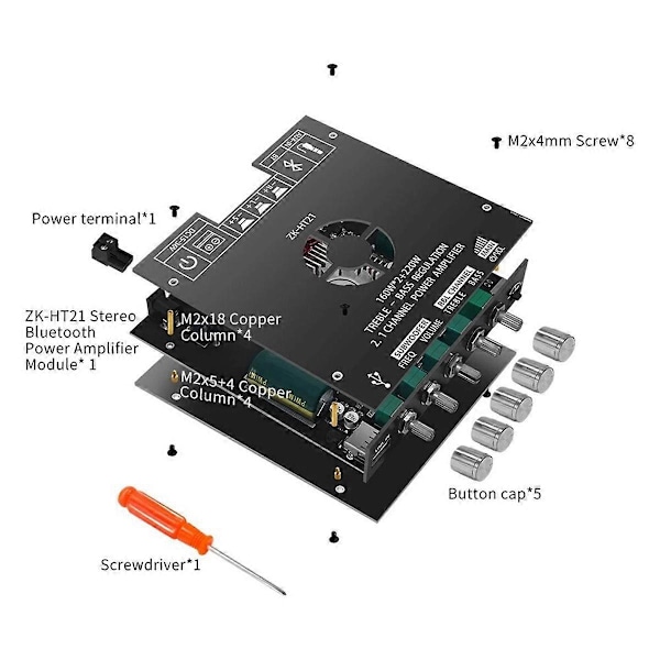 ZK-HT21 2.1 Kanal TDA7498E Bluetooth Digital Effektforstærker Modul