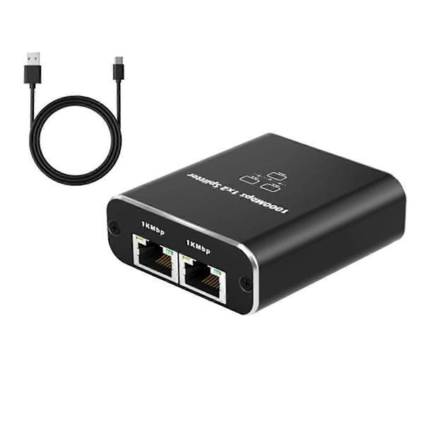 1000Mbps Nätverkssplitter för 2 PC Laptop Nätverk RJ45 Splitter