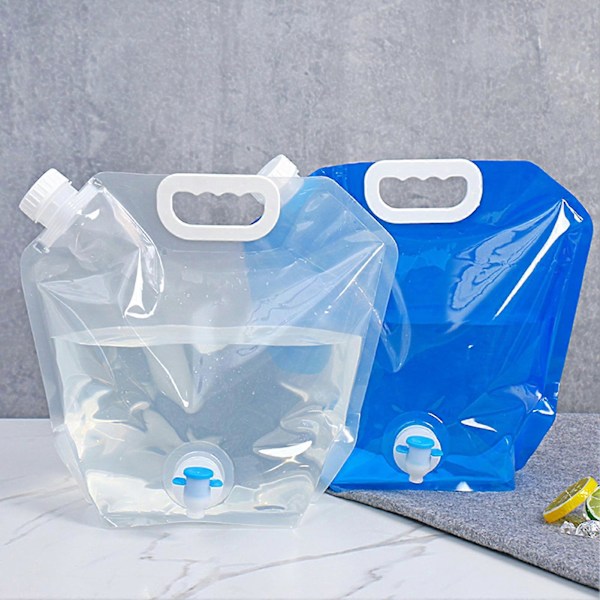 5L/10L Vikbar Vattenpåse Läcksäker Stor Kapacitet Plast Enkel Fyllning Hopfällbar Vattenbehållare för Camping Clear 1