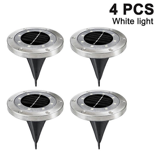 4-pack Solcellsdrivna Marklampor, 8 LED Utomhus Solcellslampor, Vattentäta Nedgrävda Lampor, Solcellsträdgårdslampor, Landskapsbelysning