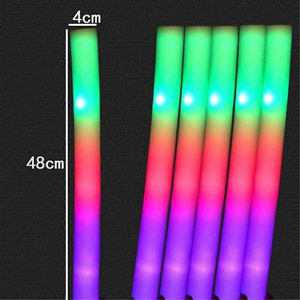 LED Glow Sticks Färgglada RGB Glow Foam Sticks Cheer Tubes