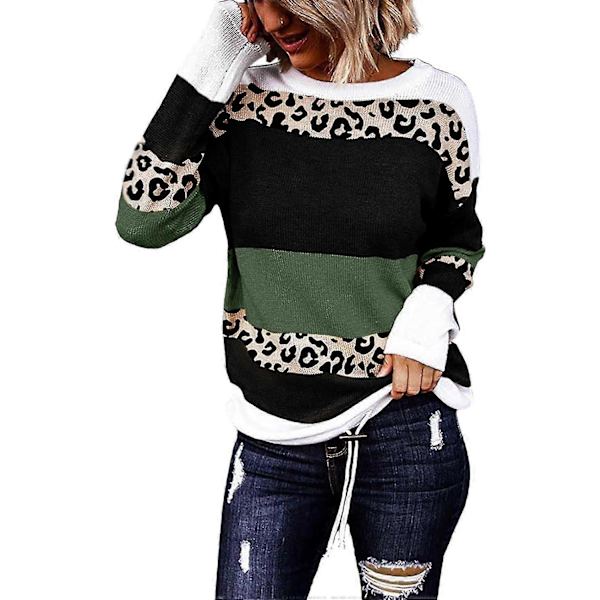 Efterårs Sweaters Rund Hals Stribet Sød Vinter Pullover Sweaters Til Kvinder Trendy 2023 Snøre Medium Printed Green