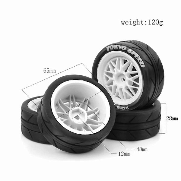 4st Gummidäck Hjul Hex för 1/10 B