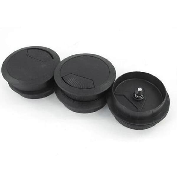 10 stk. kontor PC computer skrivebord grommet kabelhul dæksel 50 mm diameter (sort)