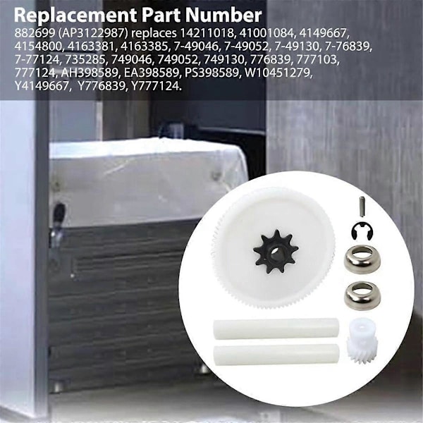 882699, AP3122987 Skräpdrivningsväxelsats Kompatibel för GX900QPPQ2TRASHCOMPACTOR