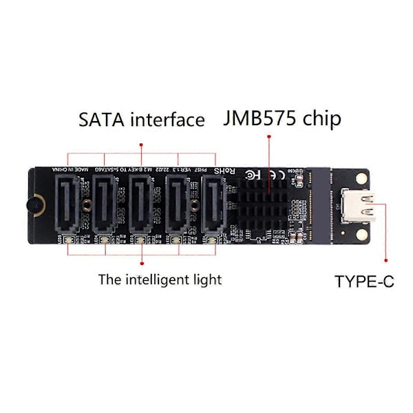 TYPE-C - SATA3.0 5 portin adapterikortti
