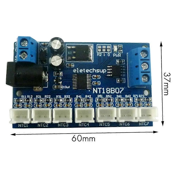 7-kanals RS485 NTC Temperatursensor Mätning MODBUS RTU