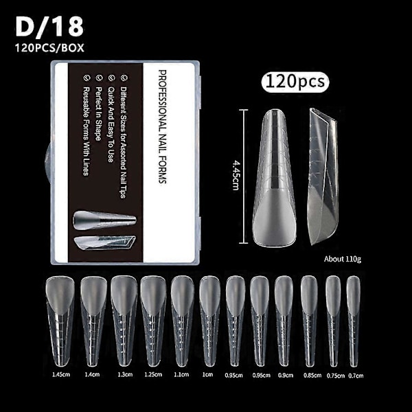 120 st Poly Dual Forms Nagelgel Snabb Byggformar Tips Nagel Förlängningsverktyg Set D