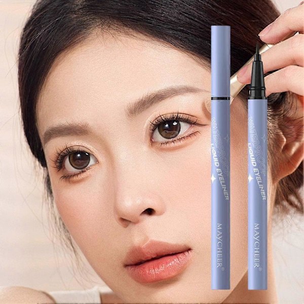 Tjock Svart Silkeslen Eyeliner Flytande Penna Långvarig Utan Att Kladda