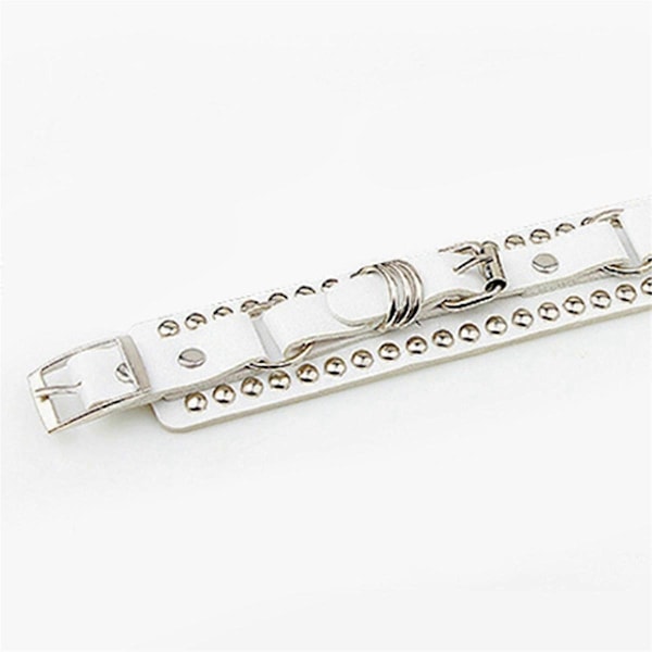 Unisex Punk Rocker Armband Gotisk Läder Manschett med Spikar Nitar Dubbar Justerbart Armband för Cosplay Mode-A