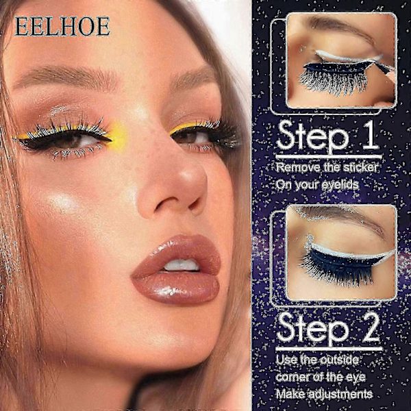 Eelhoe Ögonfransar Eyeliner Självhäftande Falska Ögonfransar Mjuka Naturliga Lockiga Tjocka Falska Ögonfransar Eyeliner