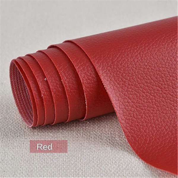 Självhäftande läder för soffreparation, möbelbordsstolsdekal, sitsväska, skoreparation Red 25x30cm