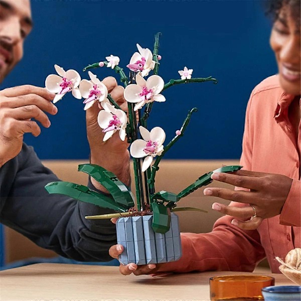 Orkidébukett Byggkloss DIY Krukväxt Illustrationskit