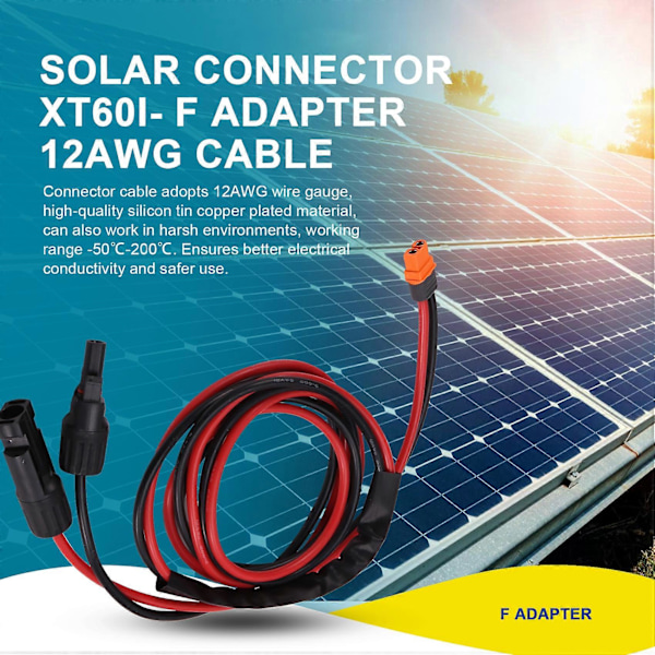 Solarkontakt XT60I- F Adapter 12AWG Kabel Anslut 1,5 meter