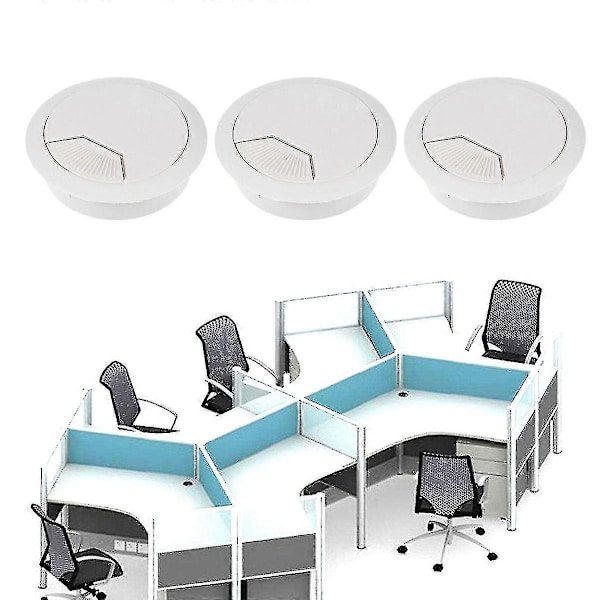 12 stk. pc-computerbord grommet kabelhul dæksel 50 mm diameter (grå)