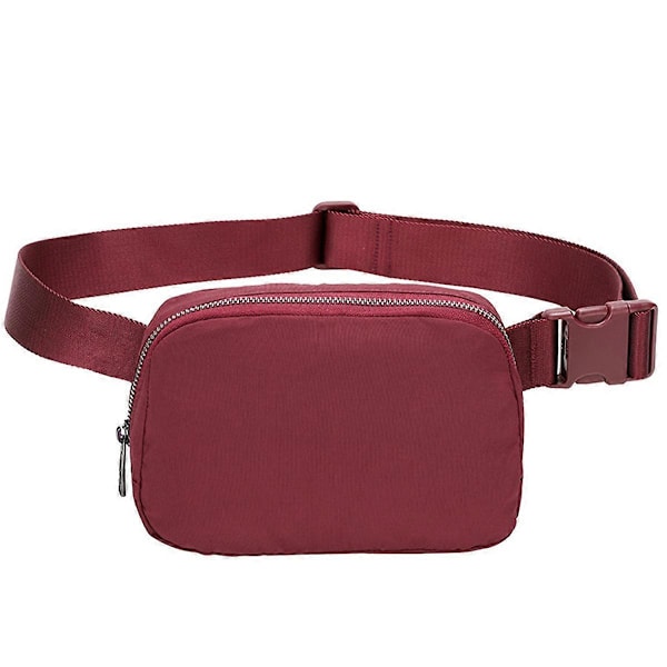 KXJ-Bältesväska för Kvinnor Trendiga Magväskor Crossbody Väska Midjeväska för Vandring Promenader Cykling Resor Burgundy