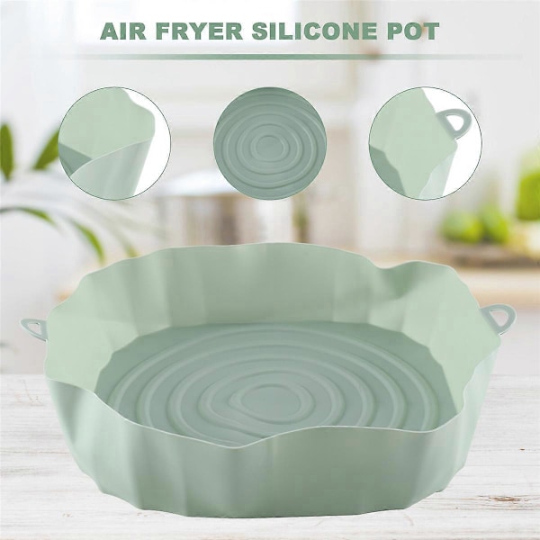 20 cm Air Fryer Ugn Bakplåt Friterad Kycklingkorg Matta Grön