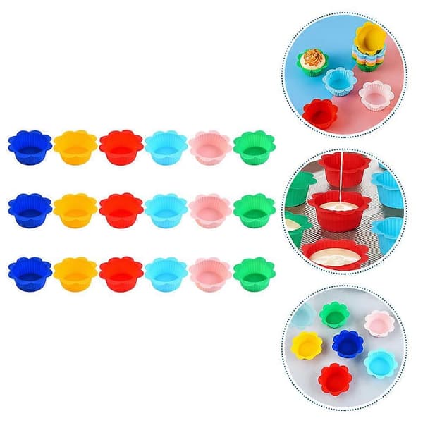 18 stk. Silikone Cupcake Bageforme Genanvendelige Muffin Forme Non-stick Cupcake Forme