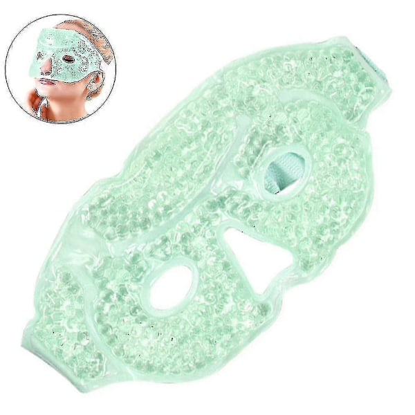 Ismask för ansikte/ögon för kvinnor och män, uppvärmd varm kylande återanvändbar gelmask