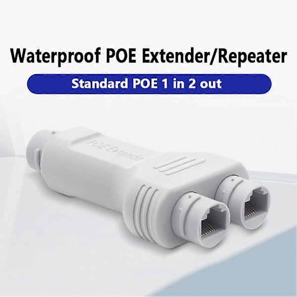 2 Port 1 in 2 ut Vattentät POE Förlängare 10/100Mbps Utomhus 30W