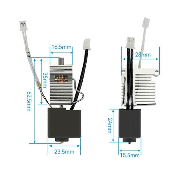 För Kobra3 Extruder Hotend med 0.4mm Hård Stålmunstycke