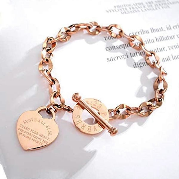 Inspirerande Armband i Stål med Citat för Kvinnor, Flickor och Barn - Roséguld