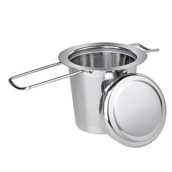 KXJ - Brugt til løs te lavet af 304 rustfrit stål - kop te si, te si med låg og foldbart håndtag i rustfrit stål - fintmasket og opvaskemaskine