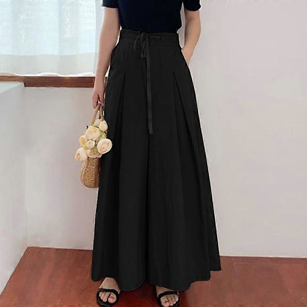 Dame Culottes Brede Ben Palazzo Lange Bukser Dame Pull On Bukser Nederdele Army green s