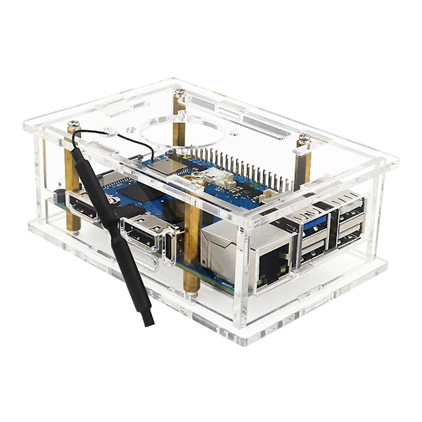 Akrylfodral för OrangePi 5Pro, transparent akrylfodral för OrangePi 5 Pro med kylfläkt