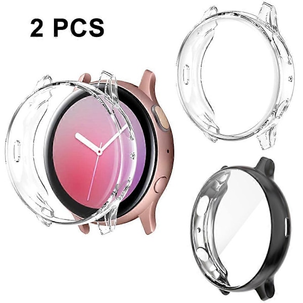 2 kpl Yhteensopiva Samsung Active2 -kellokotelon kanssa - Läpinäkyvä + Musta 40 mm | Suojakotelo