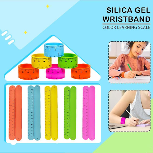 Linjal Slap Armband Snap Armband Färgglada Skala Silikonarmband för Barn Orange